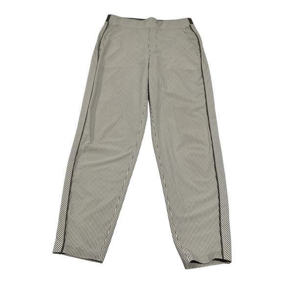 Athleta Women's Brooklyn Ankle Pants Size 4 Gray Striped Textured Stretch - Picture 1 of 16
